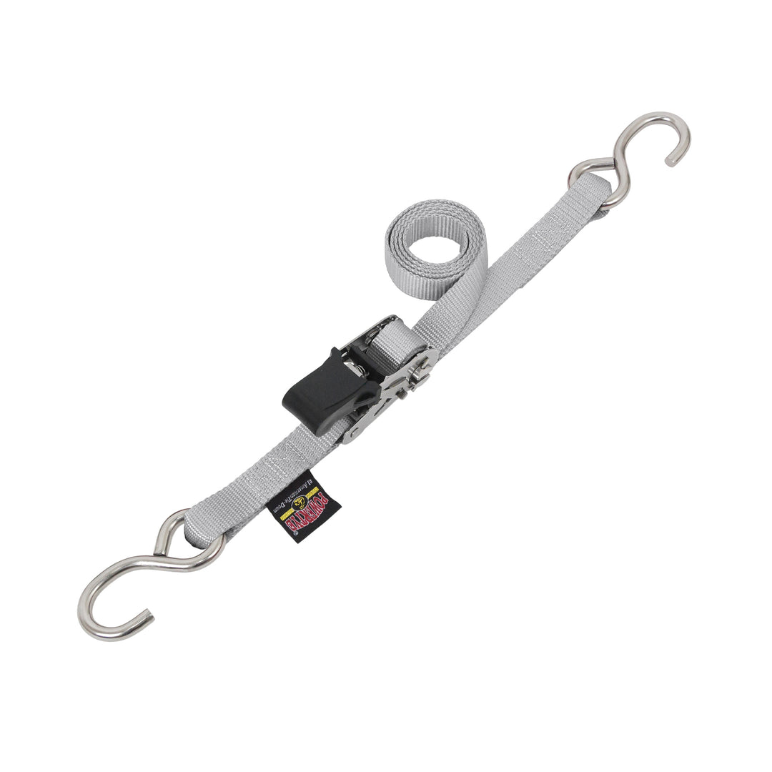 1in EASY GRIP Stainless Ratchet with Stainless S-Hooks for motorcycles, boats, watercraft and cargo#color_silver