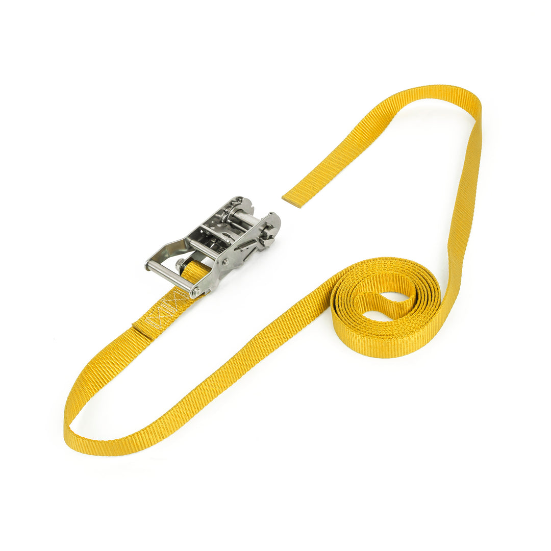 1in Endless Stainless Steel Wide Handle Ratchet, for motorcycles, boats, watercraft, and cargo#color_yellow