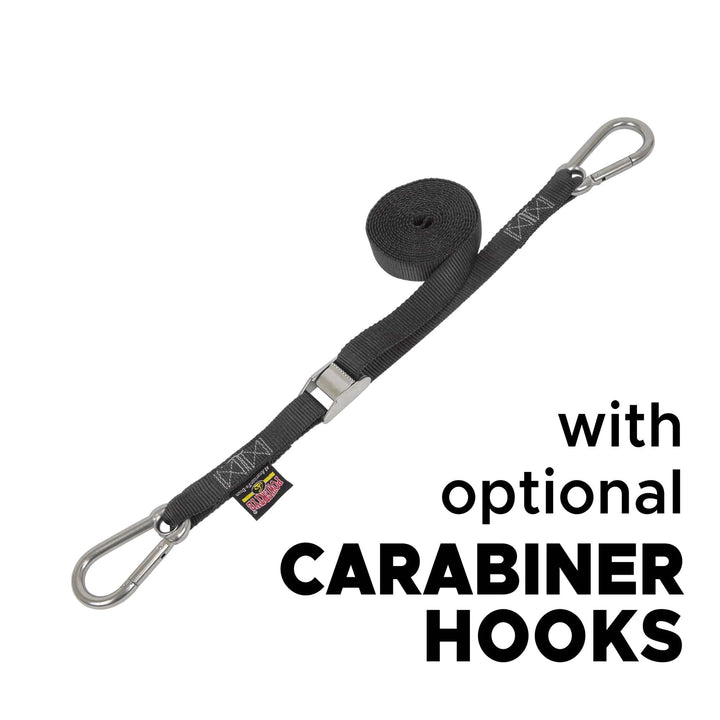 1in x 15ft STAINLESS CAM BUCKLE TIE - DOWN with STAINLESS HOOKS (each) - PowerTye#color_black