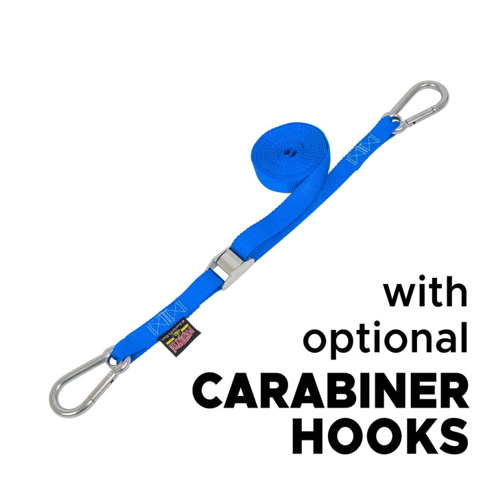 1in x 15ft STAINLESS CAM BUCKLE TIE - DOWN with STAINLESS HOOKS (each) - PowerTye#color_blue
