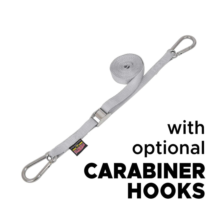 1in x 15ft STAINLESS CAM BUCKLE TIE - DOWN with STAINLESS HOOKS (each) - PowerTye#color_silver