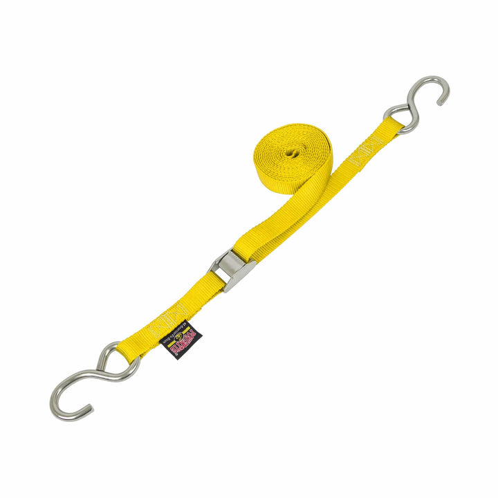 1in x 15ft STAINLESS CAM BUCKLE TIE - DOWN with STAINLESS HOOKS (each) - PowerTye#color_yellow