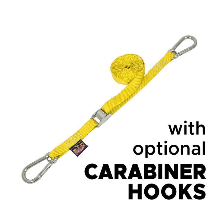 1in x 15ft STAINLESS CAM BUCKLE TIE - DOWN with STAINLESS HOOKS (each) - PowerTye#color_yellow