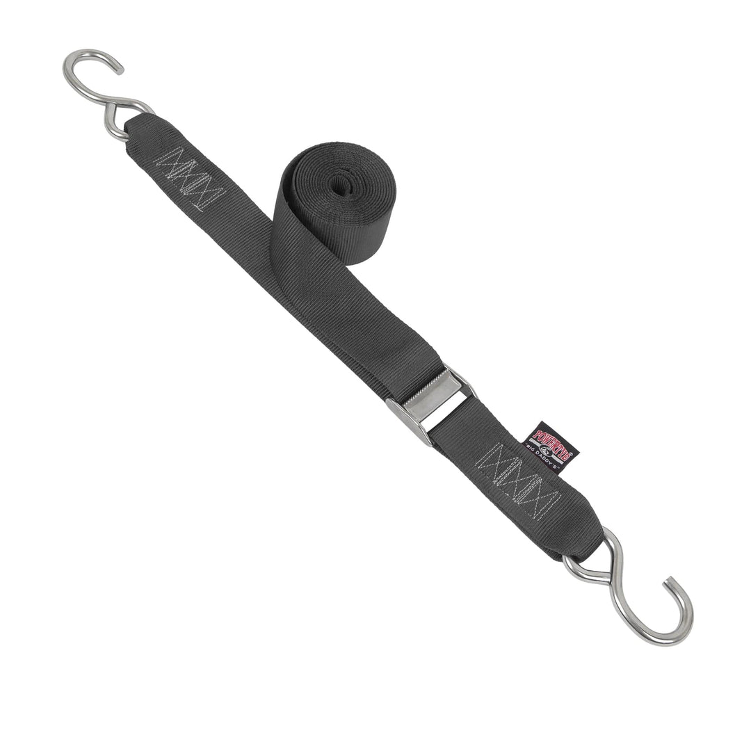 2in x 15ft STAINLESS CAM BUCKLE TIE - DOWN with STAINLESS HOOKS (each) - PowerTye#color_black