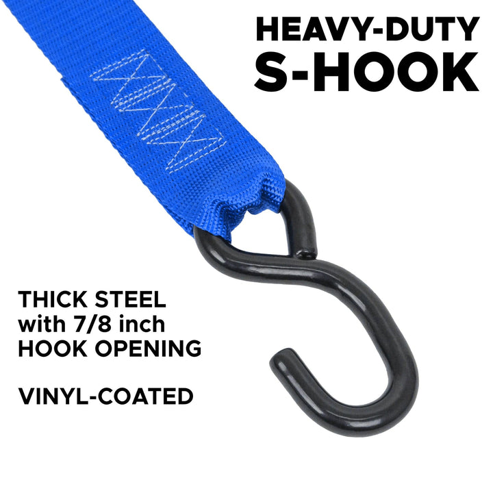 2in RATCHET TIE - DOWN, S - HOOKS (pair) - PowerTye#color_blue