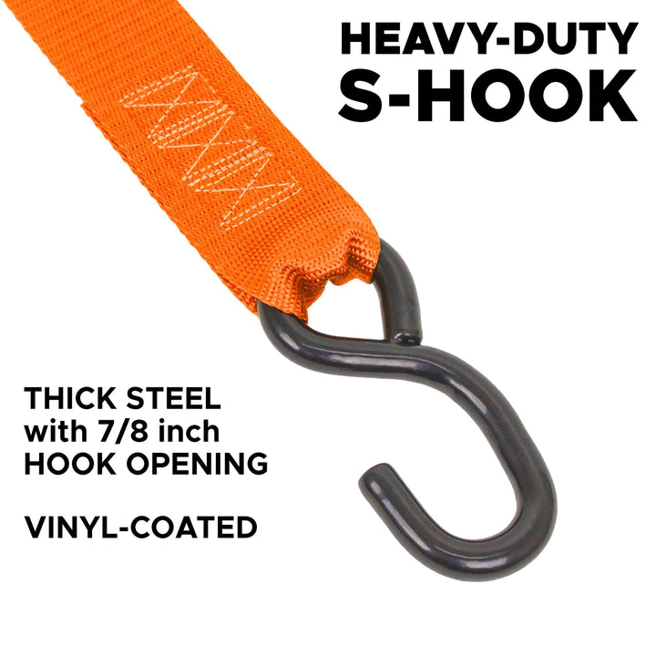 2in RATCHET TIE - DOWN, S - HOOKS (pair) - PowerTye#color_orange