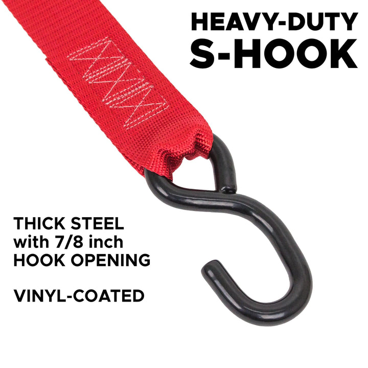 2in RATCHET TIE - DOWN, S - HOOKS (pair) - PowerTye#color_red