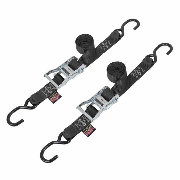 1.5in RATCHET TIE - DOWN, S - HOOKS (pair) - PowerTye#color_black