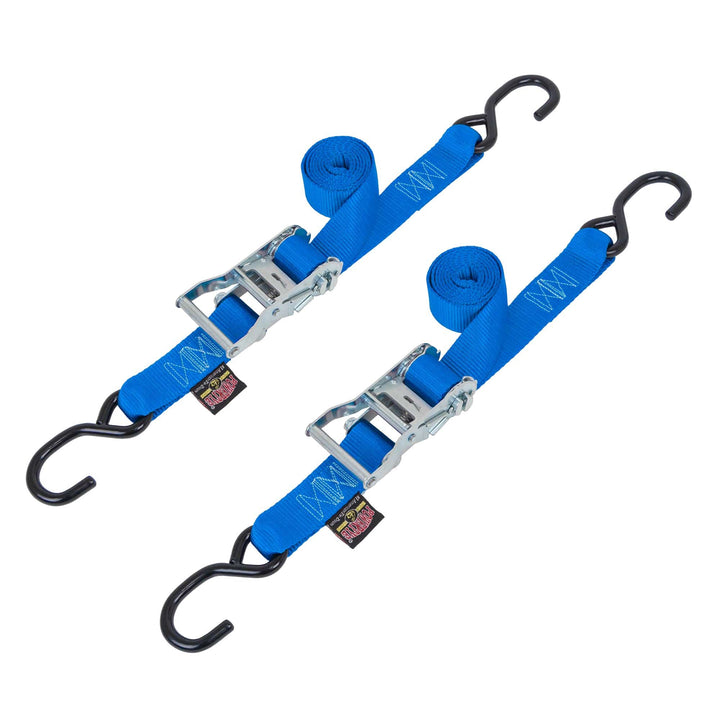 1.5in RATCHET TIE - DOWN, S - HOOKS (pair) - PowerTye#color_blue