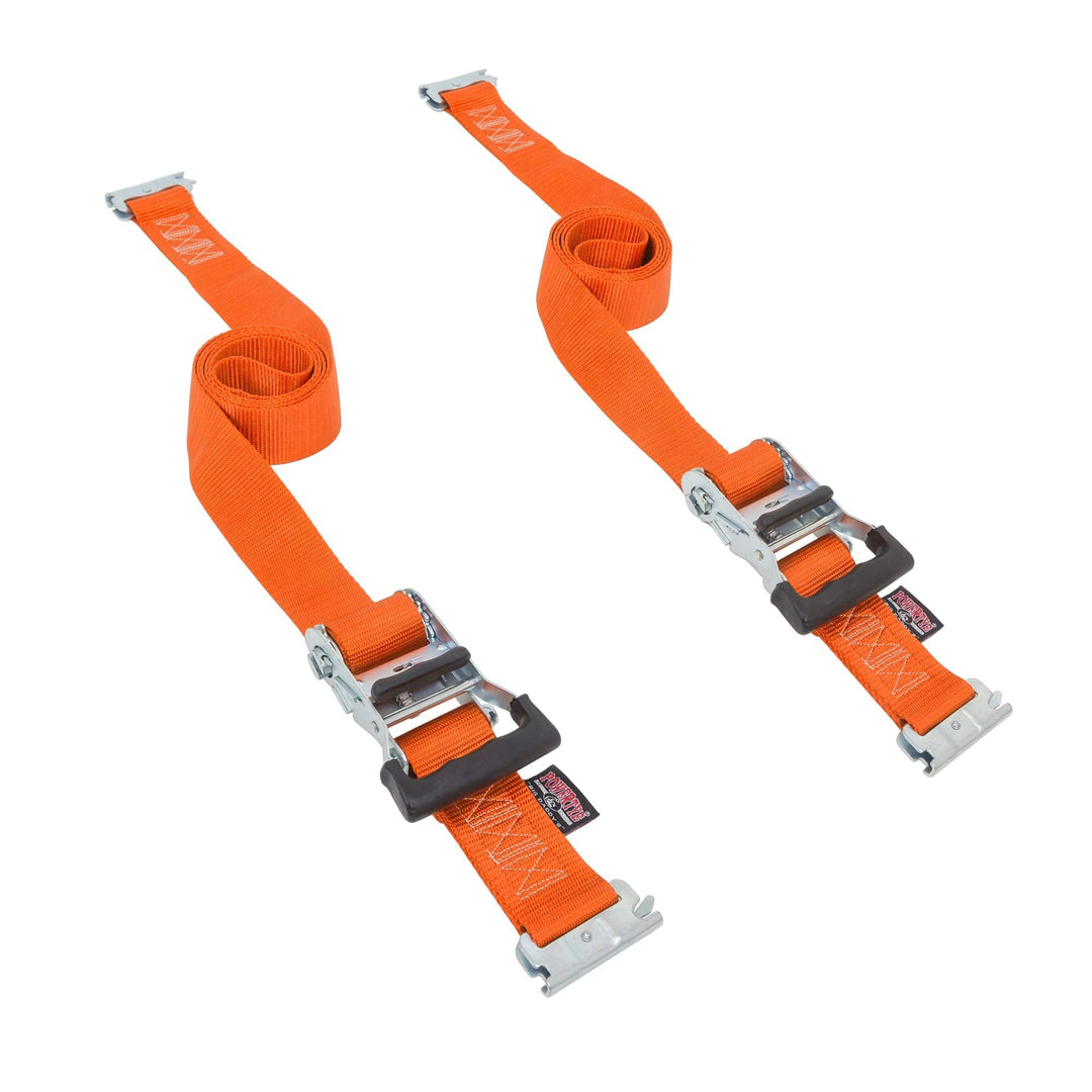 2in x 10ft E - TRACK DELUXE RATCHET WHEEL STRAPS (pair) - PowerTye#color_orange