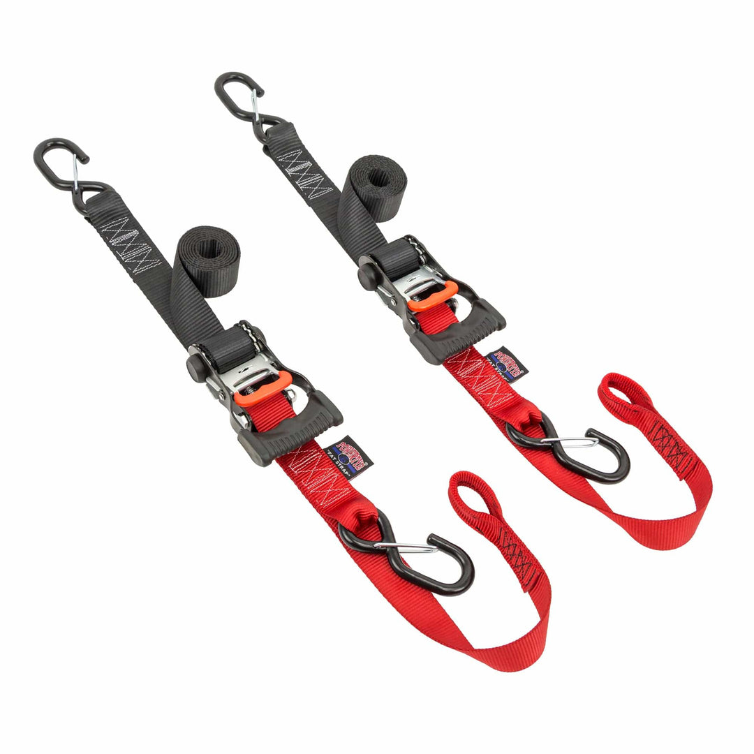 *BOGO* 1.5in x 6.5ft ERGONOMIC SOFT - TYE RATCHET TIE - DOWNS, LATCH HOOKS (pair) - PowerTye#color_black-red