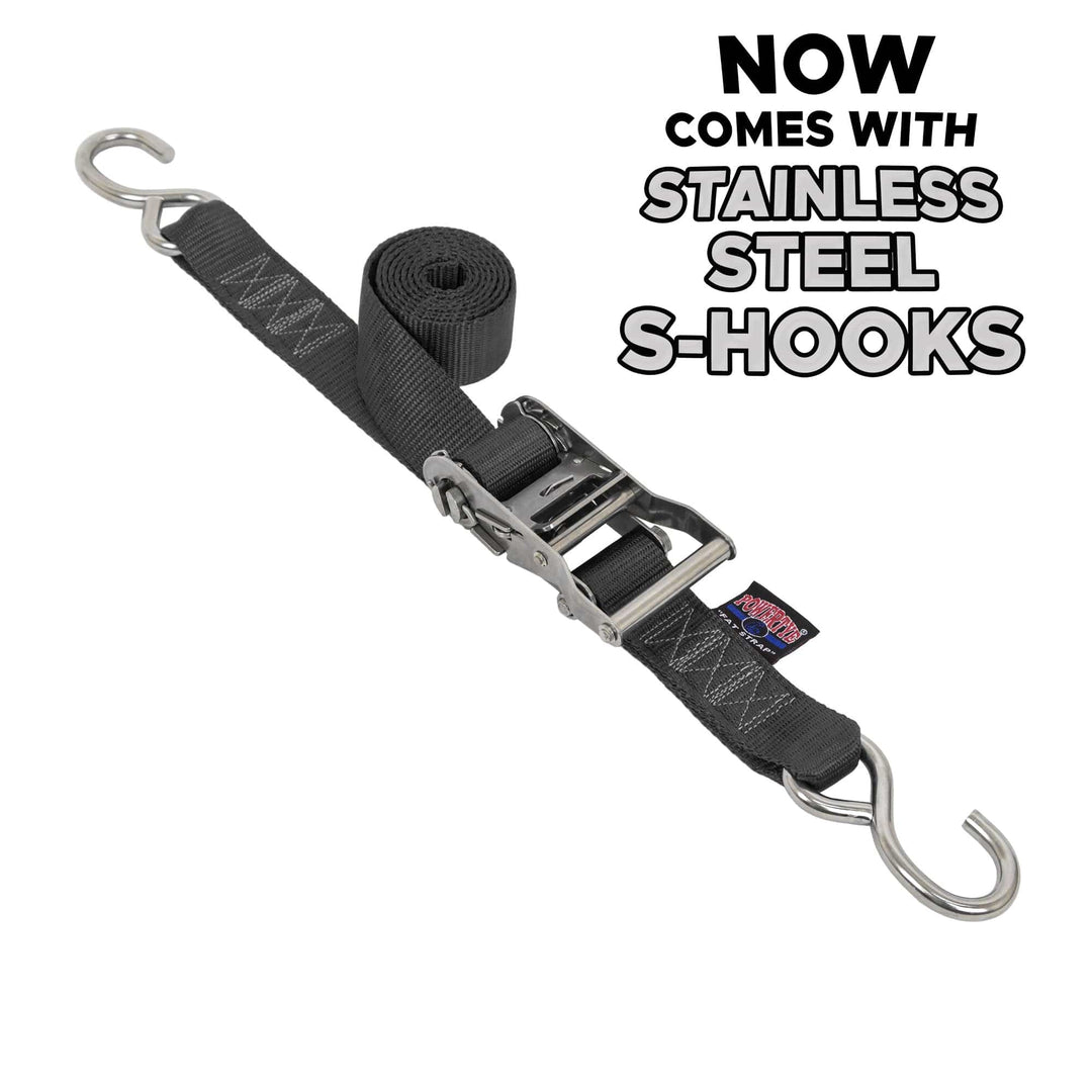 1.5in x 3ft STAINLESS STEEL RATCHET STRAPS (each) - PowerTye#color_black