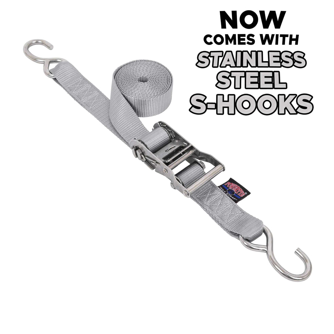 1.5in x 15ft STAINLESS STEEL RATCHET STRAPS (each) - PowerTye#color_silver