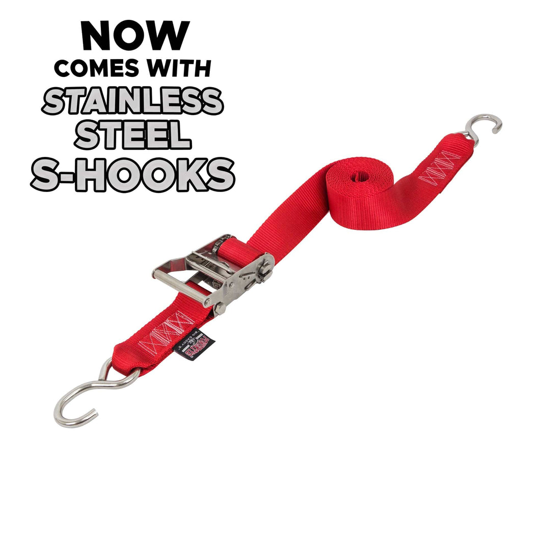 2in x 15ft STAINLESS STEEL RATCHET STRAPS (each) - PowerTye#color_red