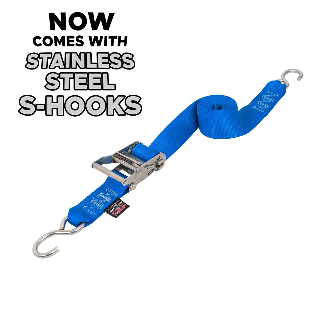 2in x 15ft STAINLESS STEEL RATCHET STRAPS (each) - PowerTye#color_blue