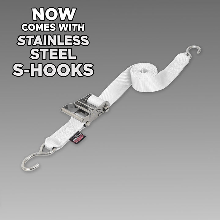 2in x 15ft STAINLESS STEEL RATCHET STRAPS (each) - PowerTye#color_white