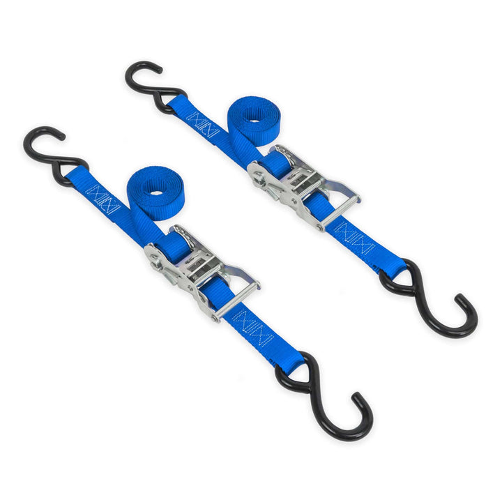 *BOGO* 1in x 6ft *NEW* ESSENTIAL RATCHET STRAPS, S - HOOKS (pair) - PowerTye#color_blue