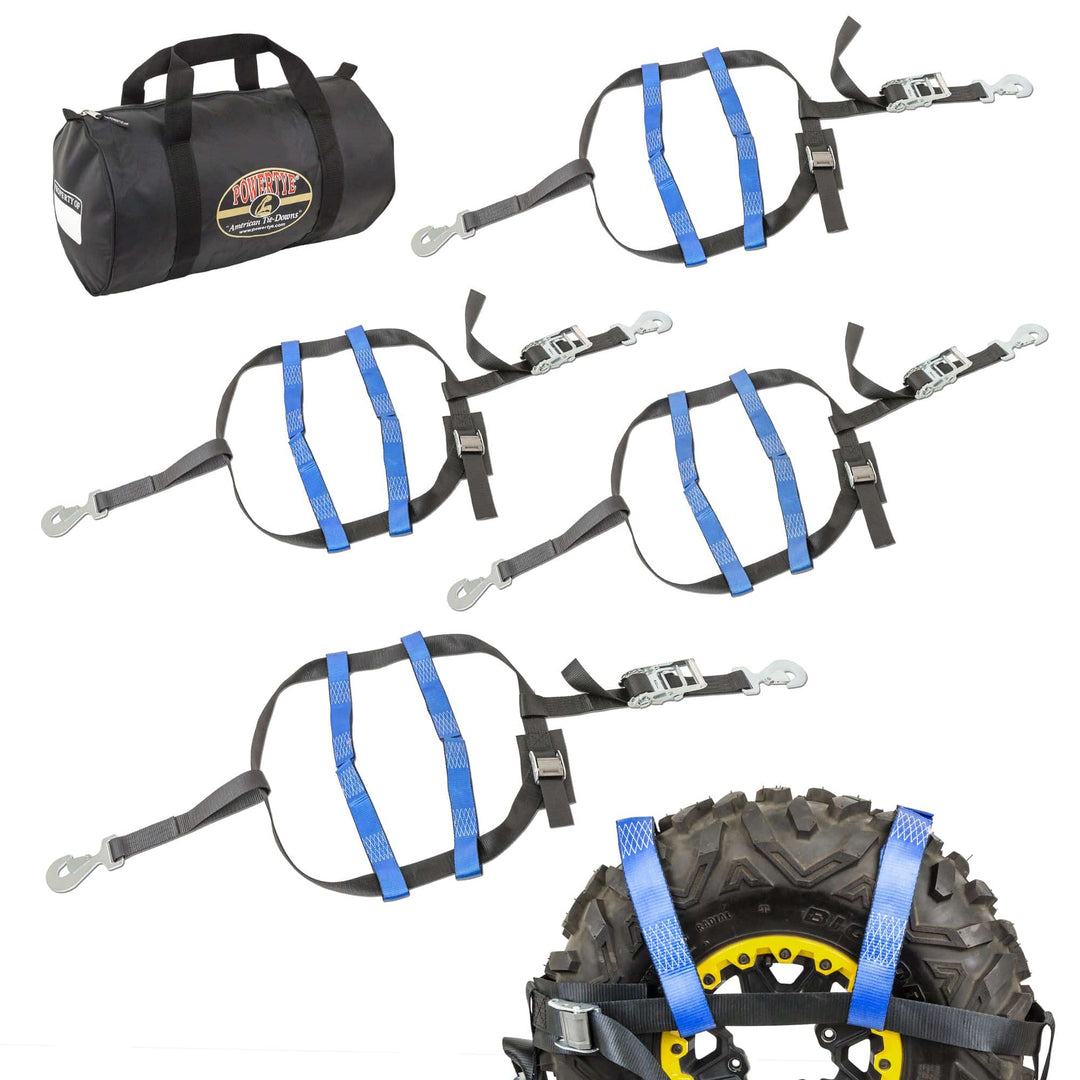 2in UTV RATCHET WHEEL NET KIT with DOUBLE TOP STRAPS, FLAT HOOKS - PowerTye