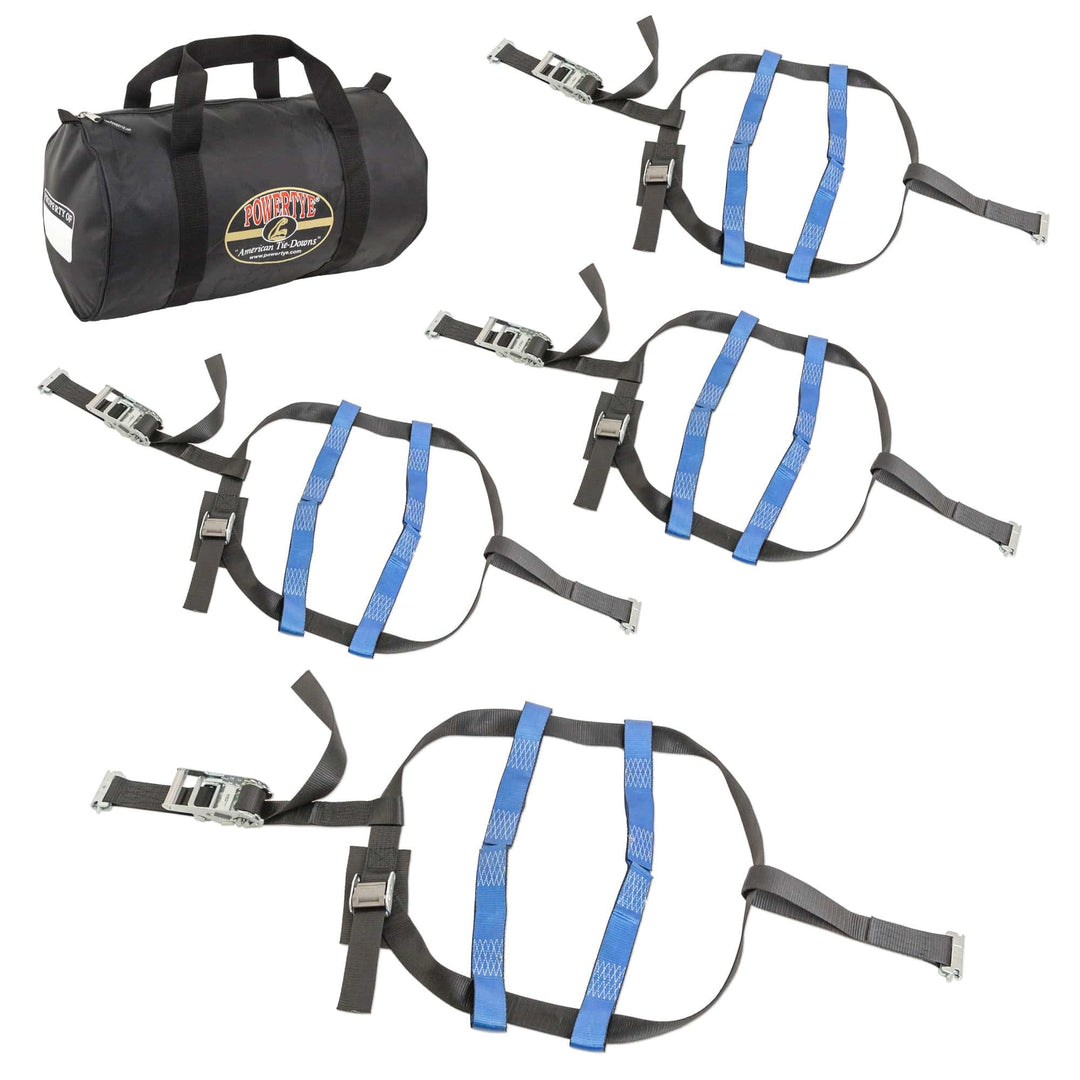 2in UTV RATCHET WHEEL NET KIT with DOUBLE TOP STRAPS - E - TRACK - PowerTye