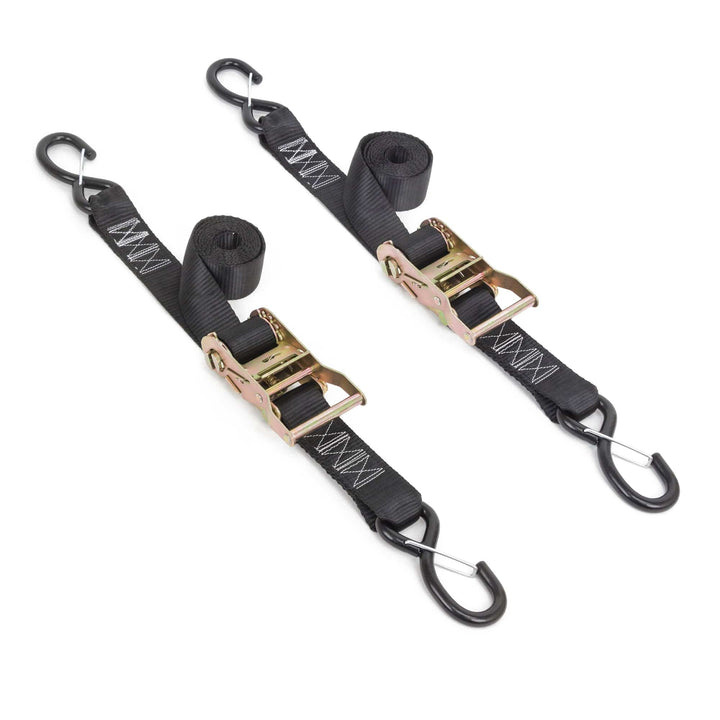 *BOGO* 1.5in x 6ft YELLOW RATCHET TIE - DOWNS, LATCH HOOKS (pair) - PowerTye#color_black