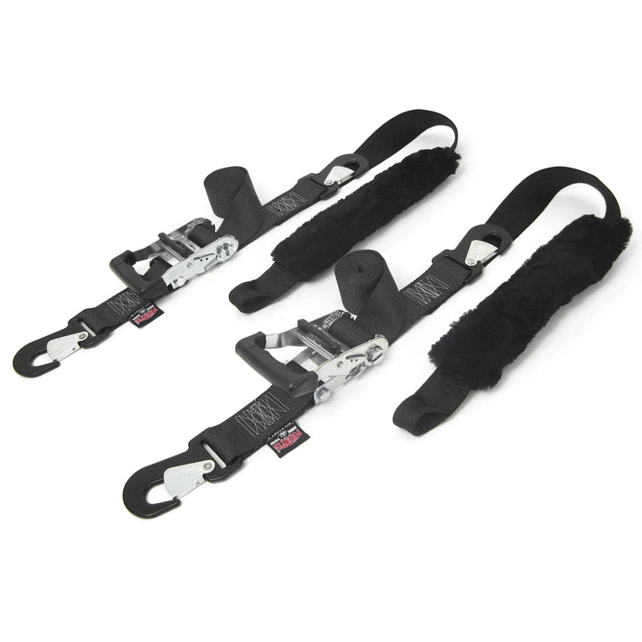 2in x 7ft BIG DADDY PREMIUM RATCHET TIE - DOWN with SHEEPSKIN SOFT - TYE, SECURE HOOKS#color_black-black