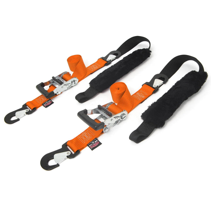 2in x 7ft BIG DADDY PREMIUM RATCHET TIE - DOWN with SHEEPSKIN SOFT - TYE, SECURE HOOKS#color_orange-black