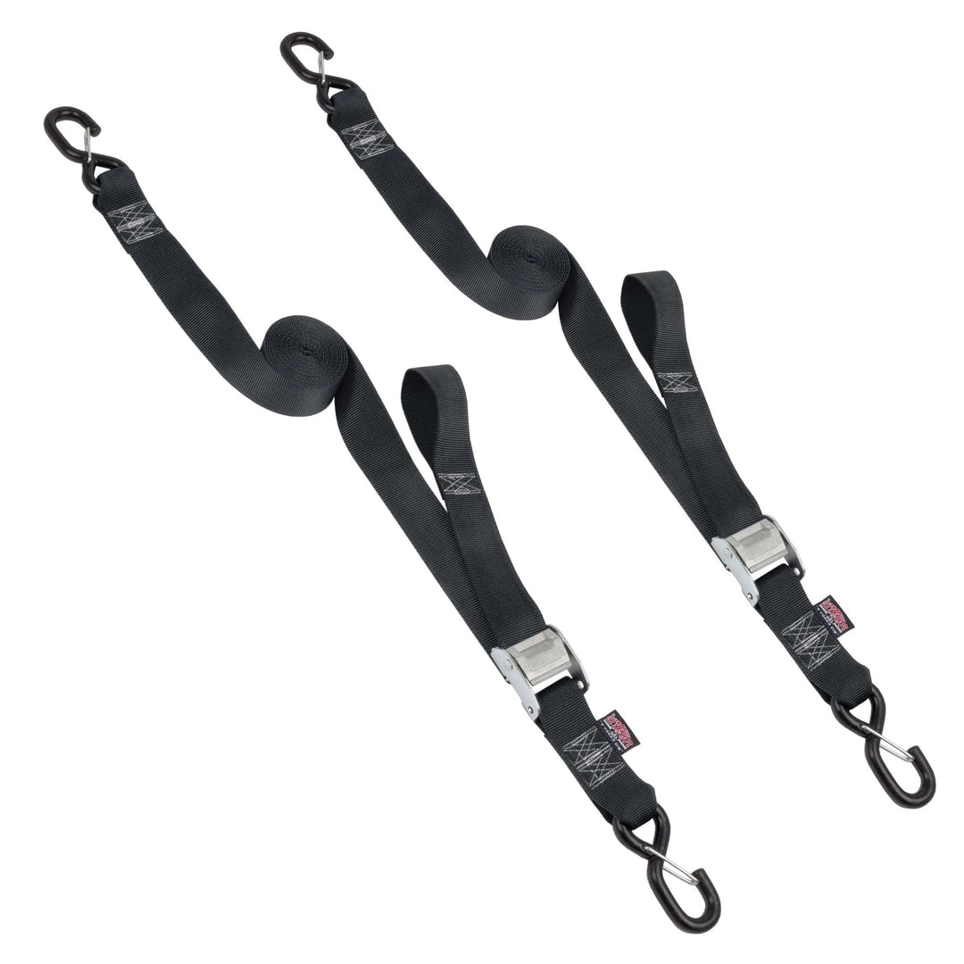 2in CAM BUCKLE TIE - DOWN with LATCH HOOKS (pair) - PowerTye#color_black