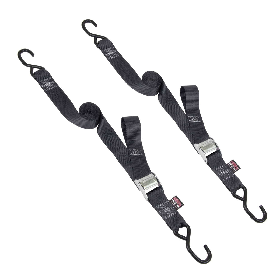 2in CAM BUCKLE TIE - DOWNS with S - HOOKS (pair) - PowerTye#color_black