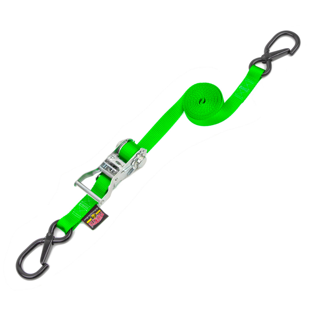 1in x 12ft Ratchet Strap with Latch Hooks#color_green