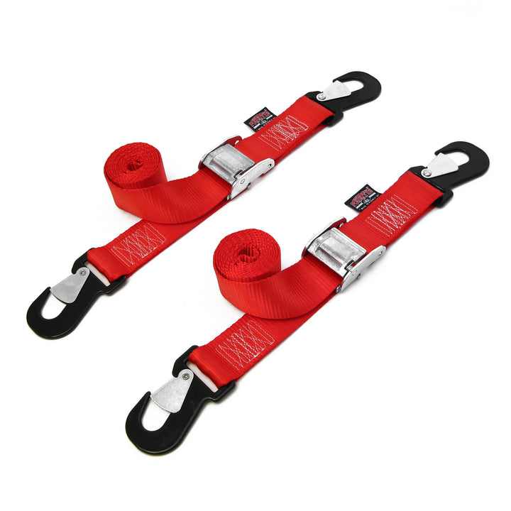 2in x 5.5ft Cam Buckle Tie Down Straps, Secure Hooks#color_red
