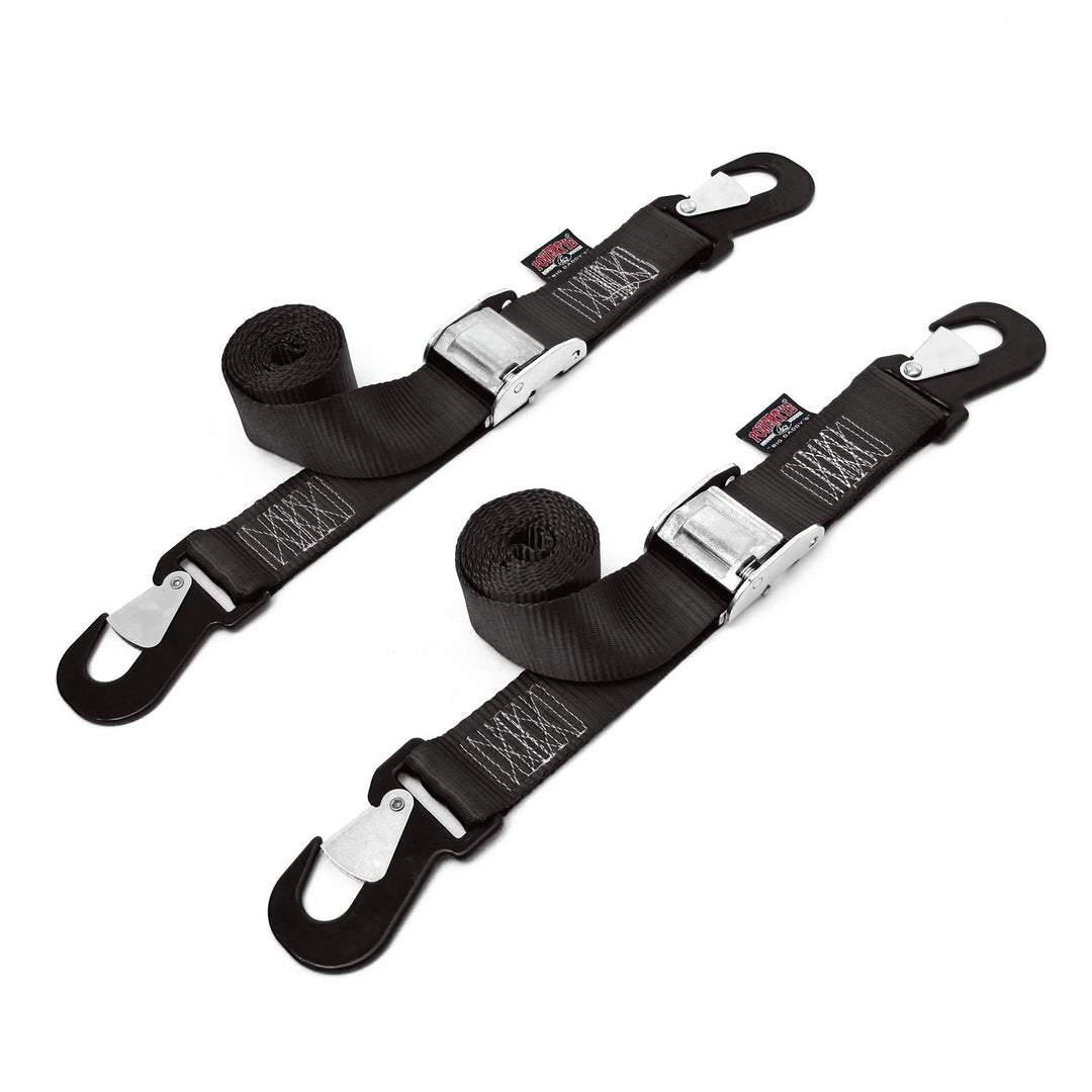 2in CAM BUCKLE TIE - DOWN with SECURE HOOKS (pair) - PowerTye#color_black