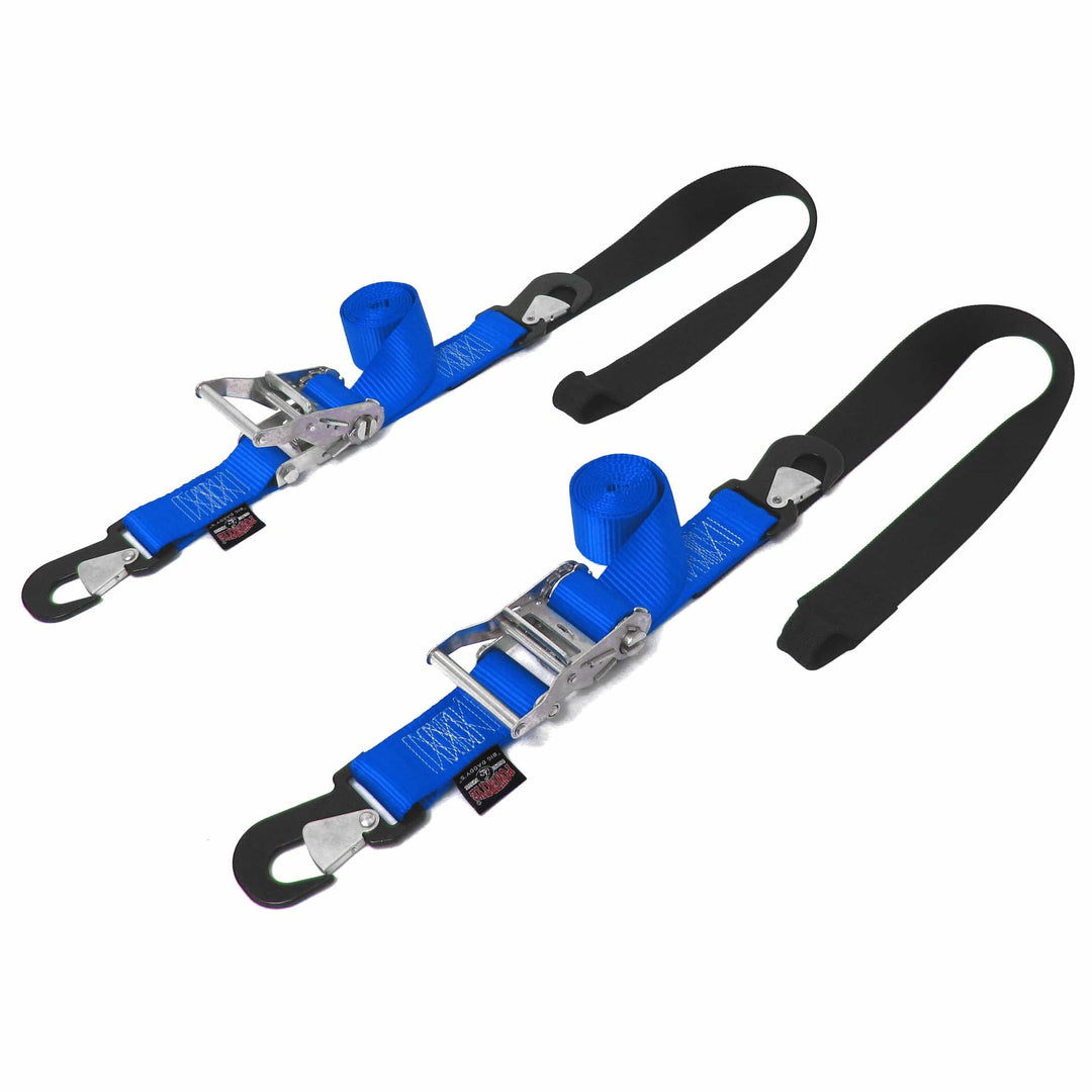2in x 7ft RATCHET TIE - DOWN with SOFT - TYE, SECURE HOOKS (pair) - PowerTye#color_blue-black