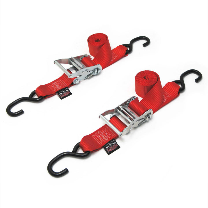 2in RATCHET TIE - DOWN, S - HOOKS (pair) - PowerTye#color_red