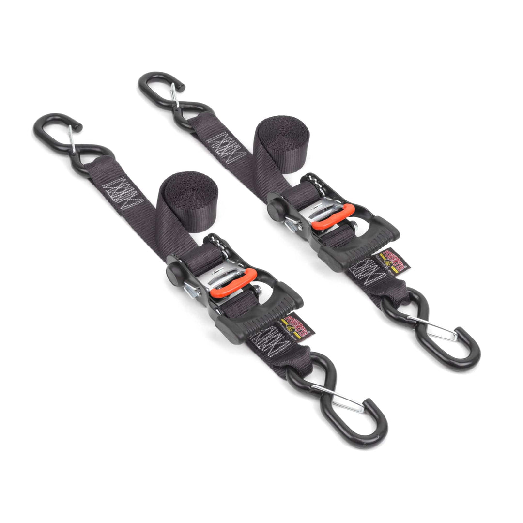*BOGO* 1.5in x 6ft ERGONOMIC RATCHET TIE - DOWNS, LATCH HOOKS (pair) - PowerTye#color_black