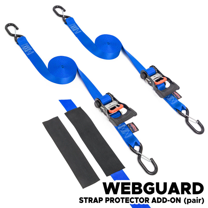 1.5in x 15ft Ergonomic Tie-Down Ratchet with Latch Hooks with WebGuard#color_blue