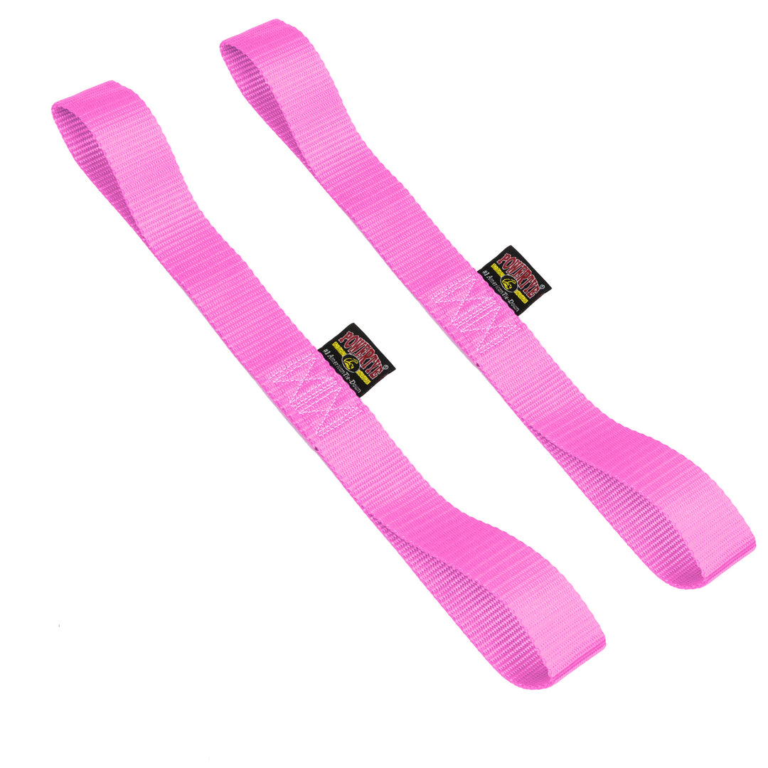 Pair of PowerTye Soft-Tye 1.5 inch x 18 inch Pink Hand Loop strap extension pair#color_pink