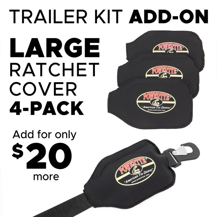 Neoprene Trailer Kit Ratchet Cover with Velcro with four covers for tie down#color_black