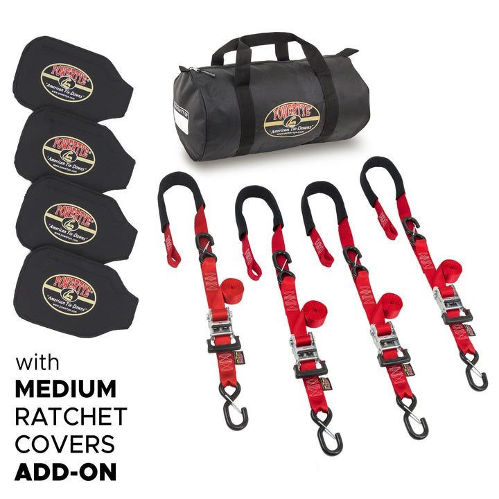 1.5 inch Ratchet Strap Fat Strap Trailer Kit with Neoprene Covers#color_red