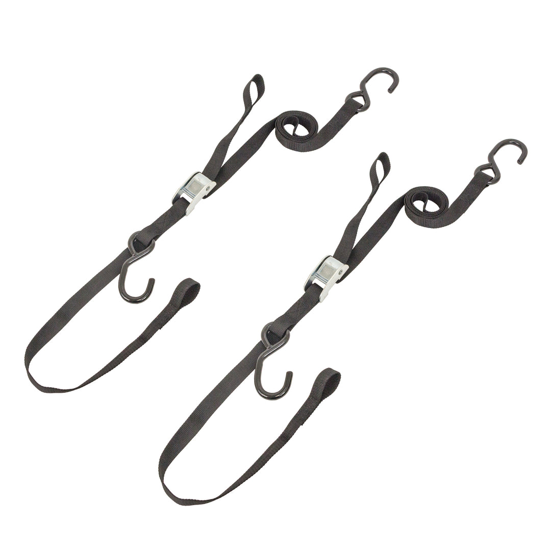 *BOGO* 1in x 6ft ESSENTIAL SOFT-TYE TIE - DOWNS, S - HOOKS (pair) - PowerTye#color_black-black