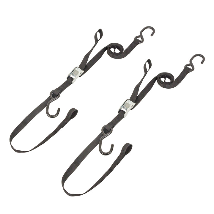 *BOGO* 1in x 6ft ESSENTIAL SOFT-TYE TIE - DOWNS, S - HOOKS (pair) - PowerTye#color_black-black