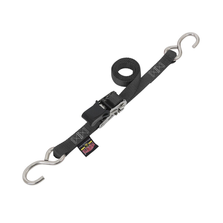 1in EASY GRIP Stainless Ratchet with Stainless S-Hooks for motorcycles, boats, watercraft and cargo#color_black