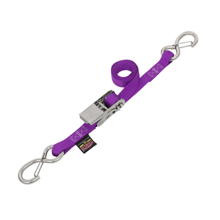 1in STAINLESS SLIMLINE RATCHET with STAINLESS LATCH HOOKS for motorcycles, boats watercraft and cargo#color_purple