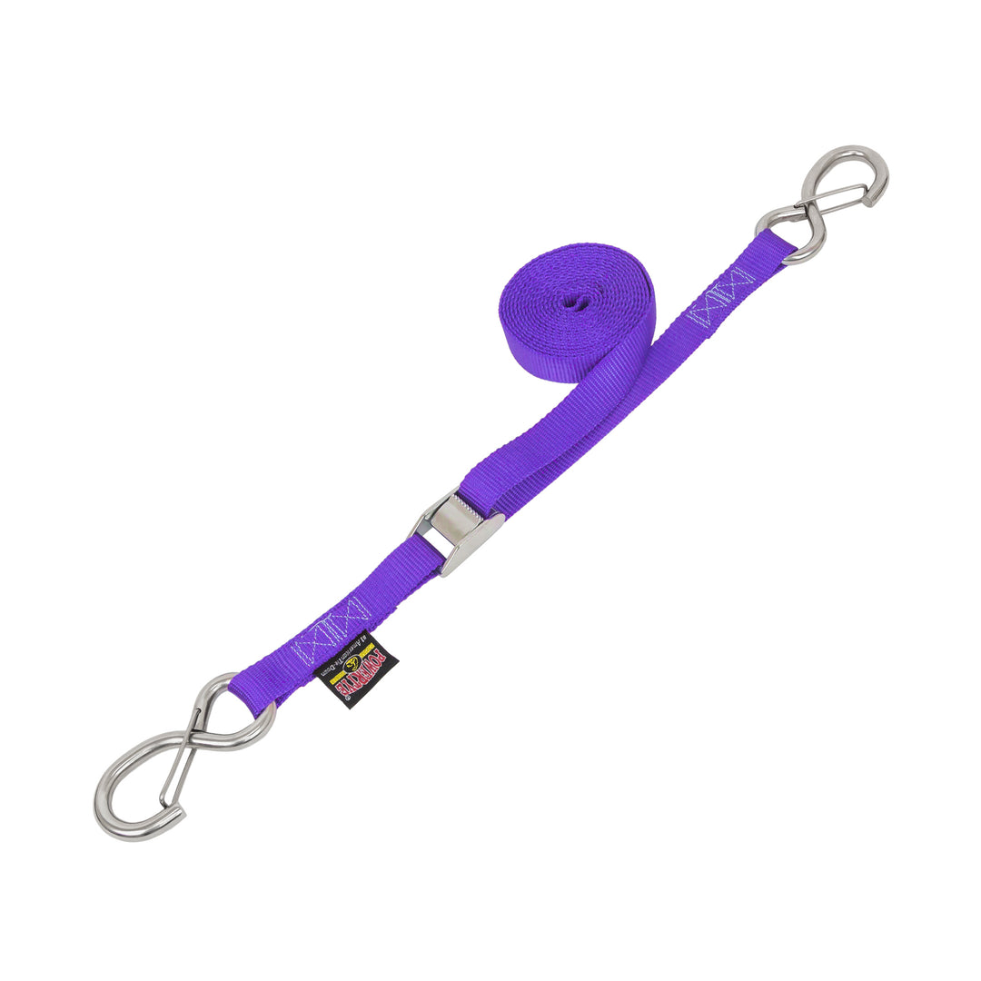 1in STAINLESS CAM BUCKLE TIE - DOWN with STAINLESS LATCH HOOKS (each) - PowerTye#color_purple