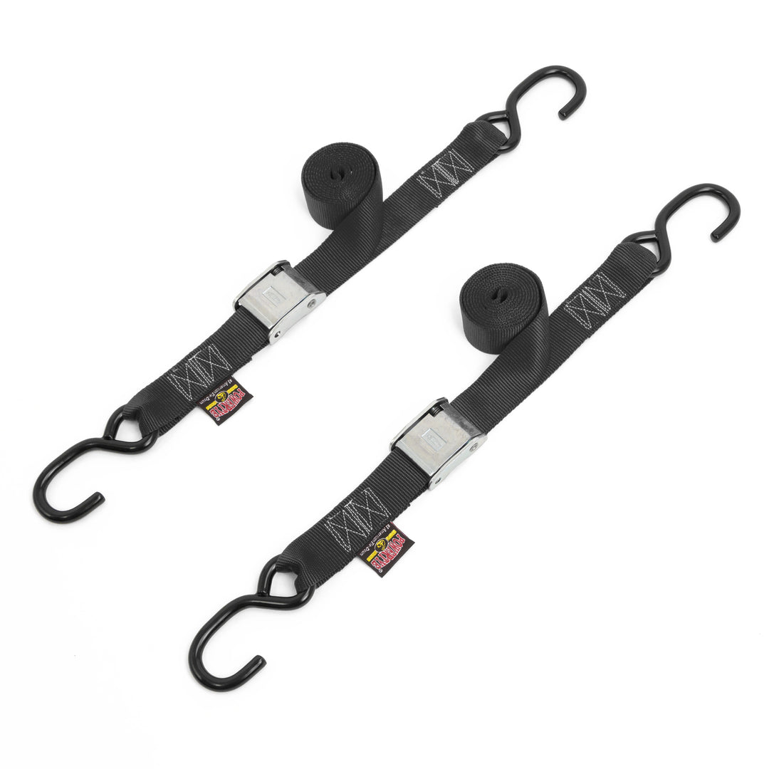 1.5in x 5.5ft CAM BUCKLE TIE-DOWN STRAPS, S-HOOKS (pair) - PowerTye#color_black
