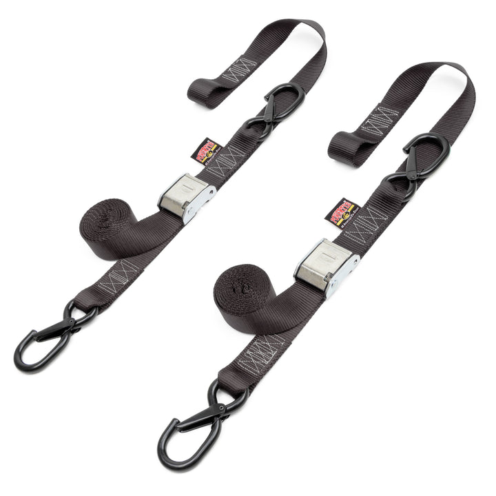 1.5in x 6ft CAM BUCKLE SOFT - TYE TIE-DOWN, LATCH HOOKS (pair) - PowerTye#color_black-black