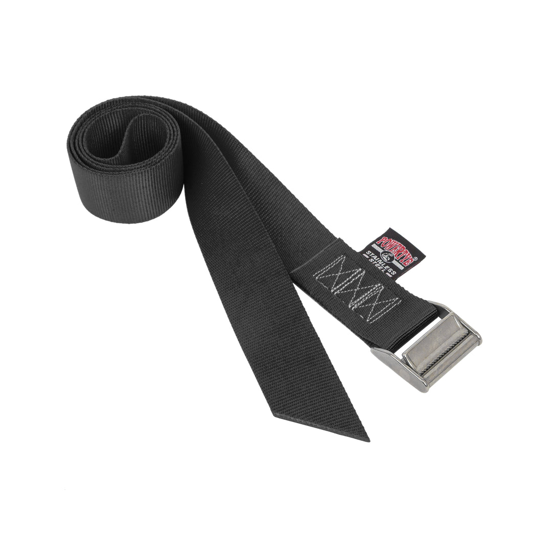 PowerTye 2in x 4ft STAINLESS Lashing Strap, angle-cut end, each#color_black