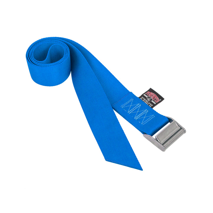 PowerTye 2in x 4ft STAINLESS Lashing Strap, angle-cut end, each#color_blue