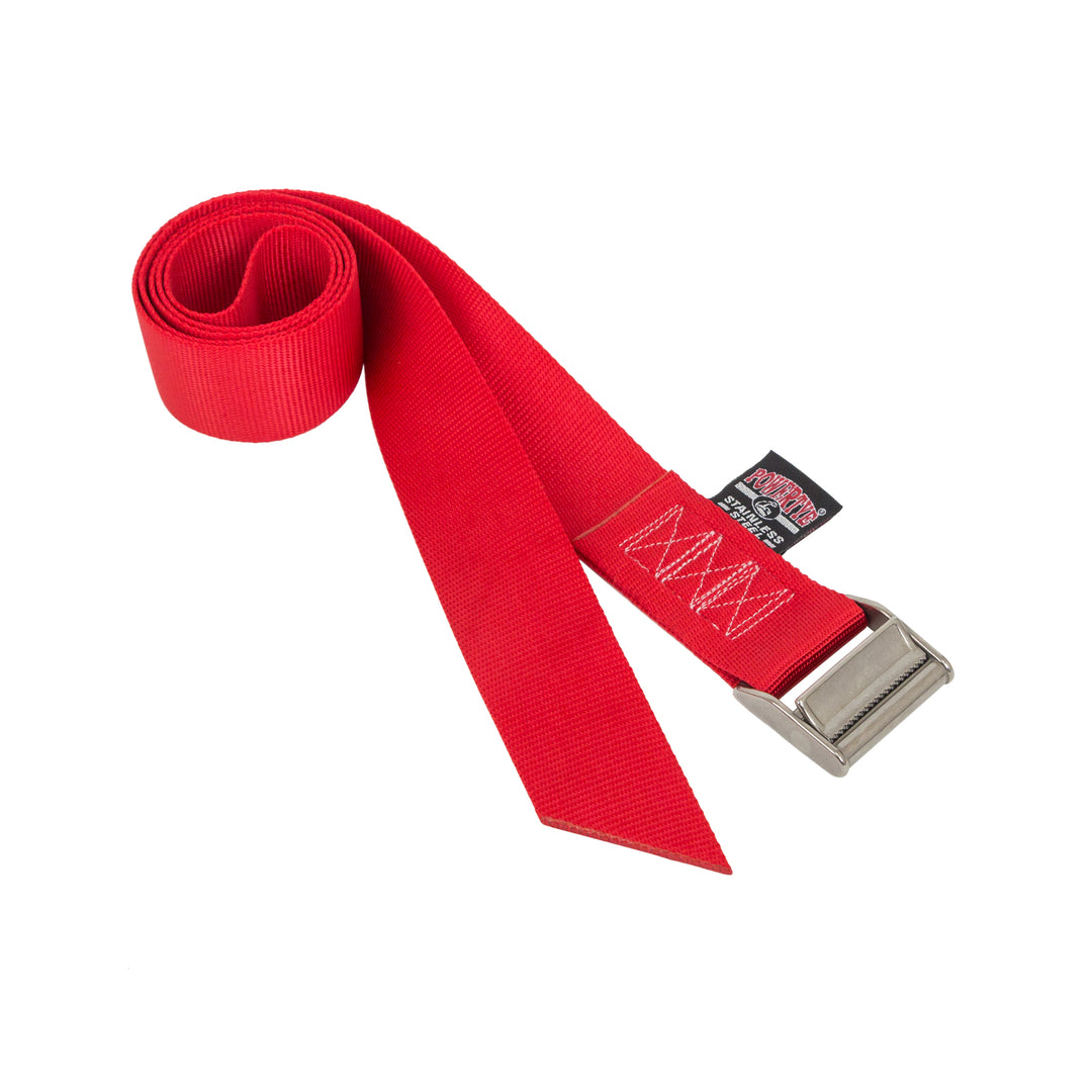 PowerTye 2in x 4ft STAINLESS Lashing Strap, angle-cut end, each#color_red