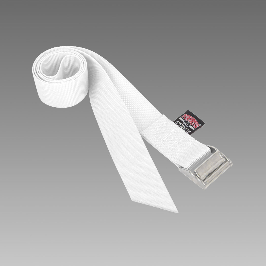 PowerTye 2in x 4ft STAINLESS Lashing Strap, angle-cut end, each#color_white