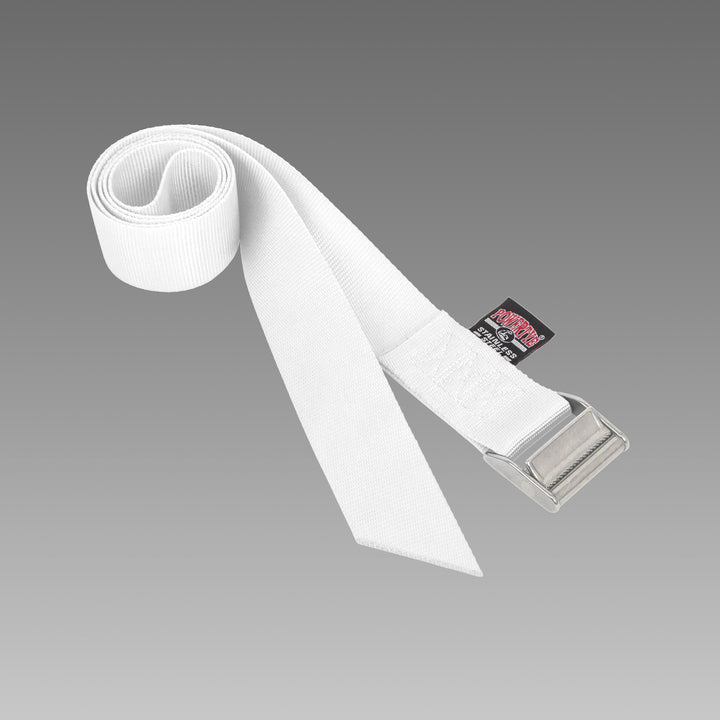 PowerTye 2in x 4ft STAINLESS Lashing Strap, angle-cut end, each#color_white